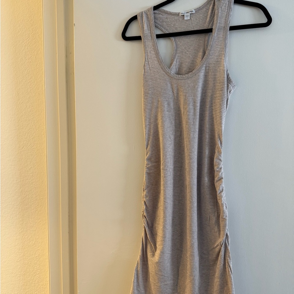 James Perse Gray Striped Midi Dress